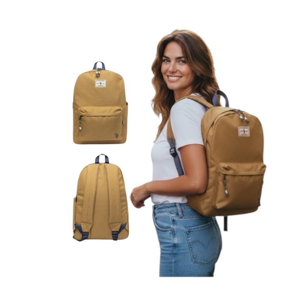 U.S. Polo Assn. Solid Core Tan Unisex Backpack